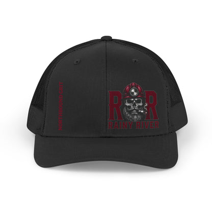 Trucker Hat – Rainy River Mining Retro Logo (Vintage Miner Skull)