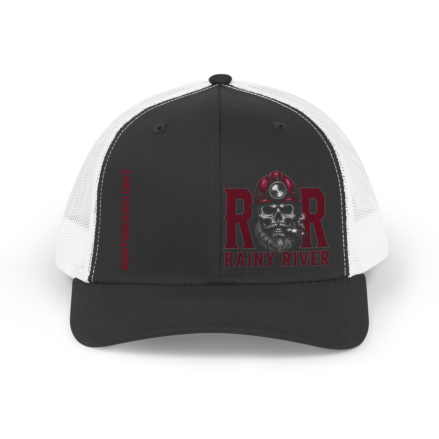 Trucker Hat – Rainy River Mining Retro Logo (Vintage Miner Skull)
