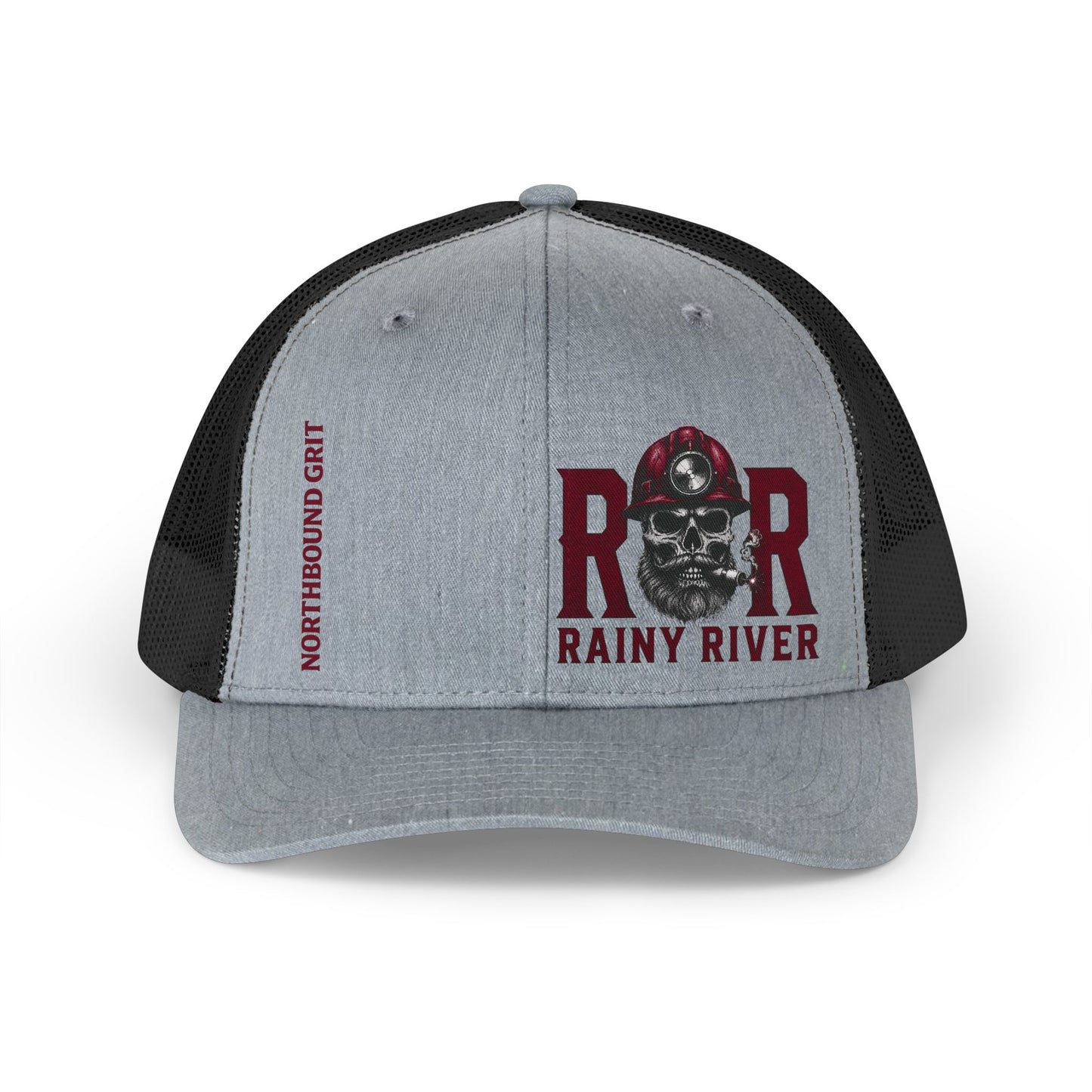 Trucker Hat – Rainy River Mining Retro Logo (Vintage Miner Skull)