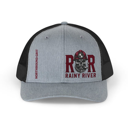 Trucker Hat – Rainy River Mining Retro Logo (Vintage Miner Skull)